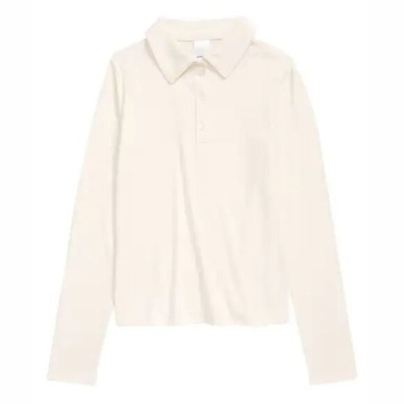 Nordstrom Kids' Brushed Rib Ivory Pristine Polo Top - Picture 5 of 5
